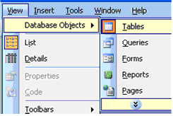 screendump of database table window