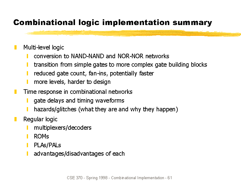 Combinational Logic Implementation Summary