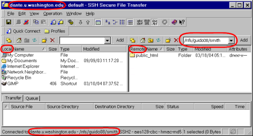 SFTP dialog