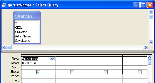 Query design for ArtistNames