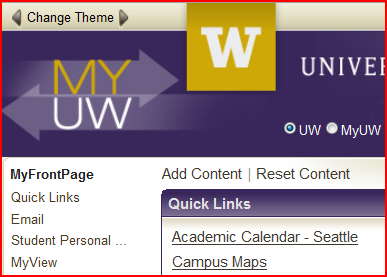 Students tab on myUW page