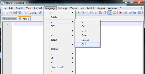 new CSS in NotePad++