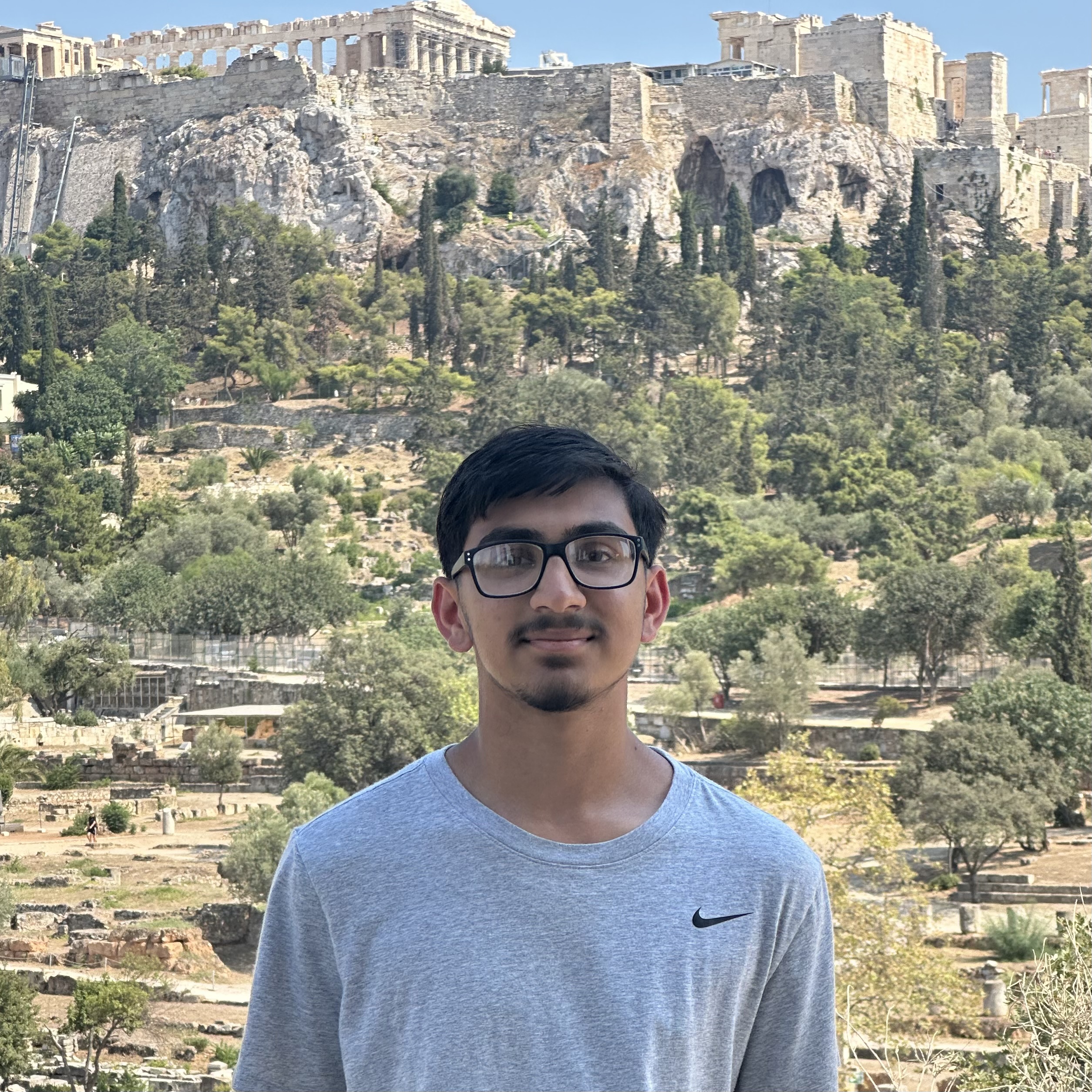 Gurbax Rai in front of the Acropolis of Athens