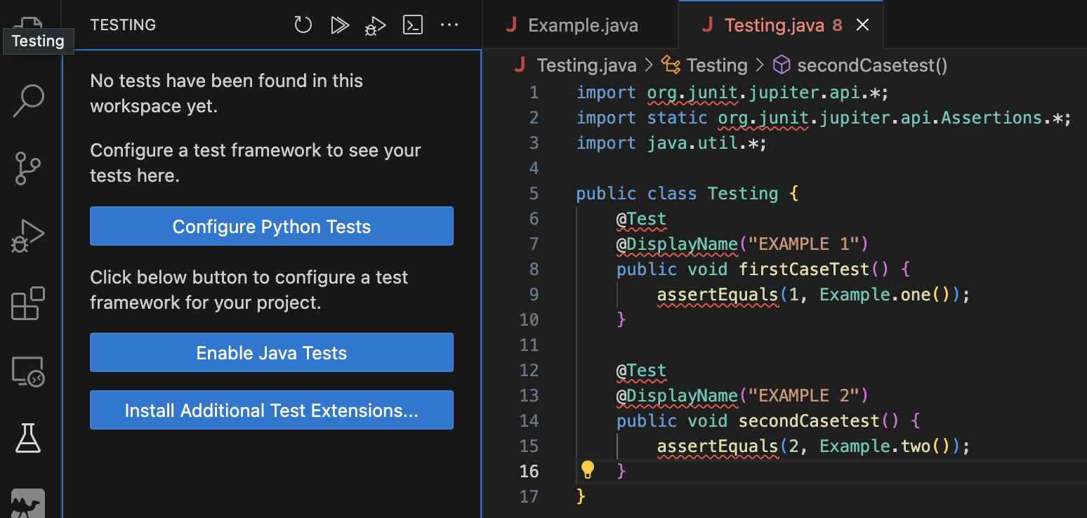 Framework interpreter configuration menu