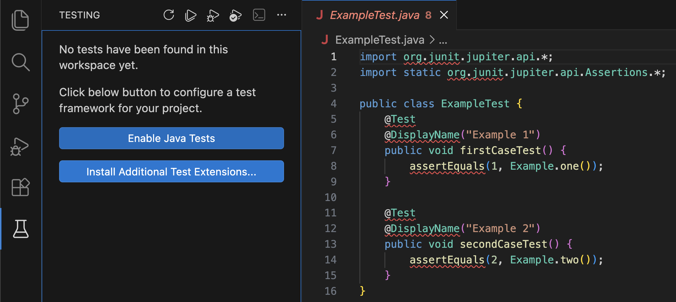 Framework interpreter configuration menu