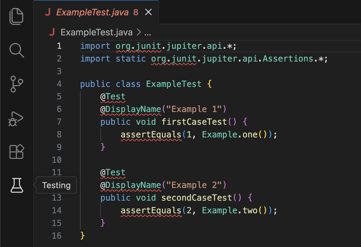 VSCode testing flask icon