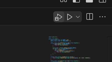The debugger run button to the right of the regular run button that appears after having run Debug Java at least once
