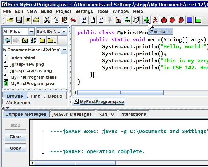 write a java program using jgrasp