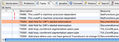 The Eclipse Tasks view