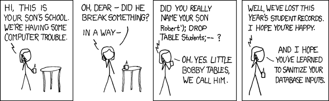 bobby tables xkcd comic