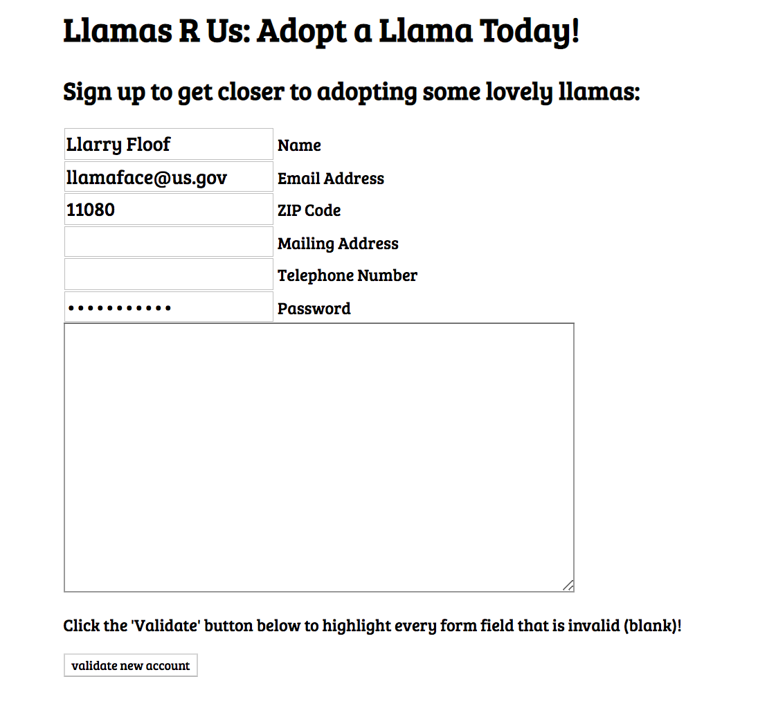 Adopt a llama example