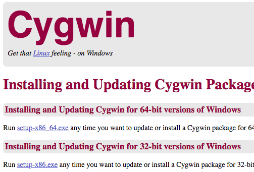 confirming cygwin installation