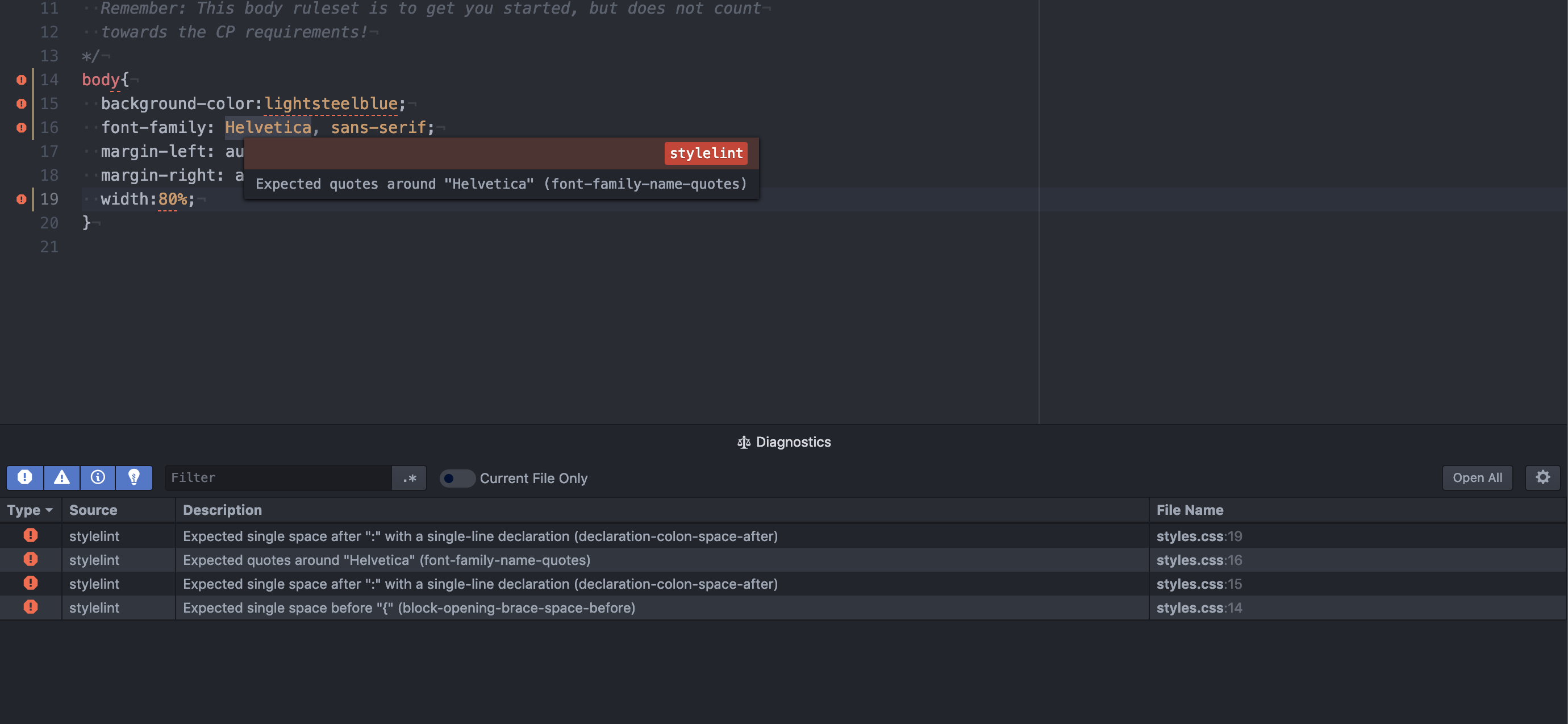 example of output