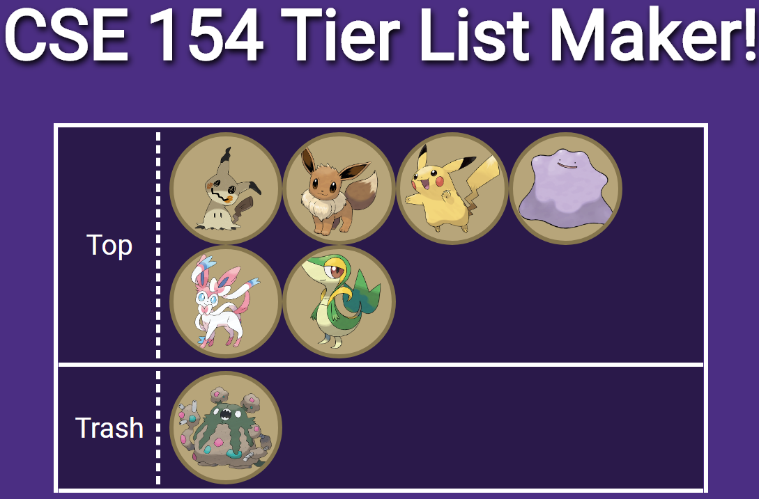 Screenshot of the tier list maker.