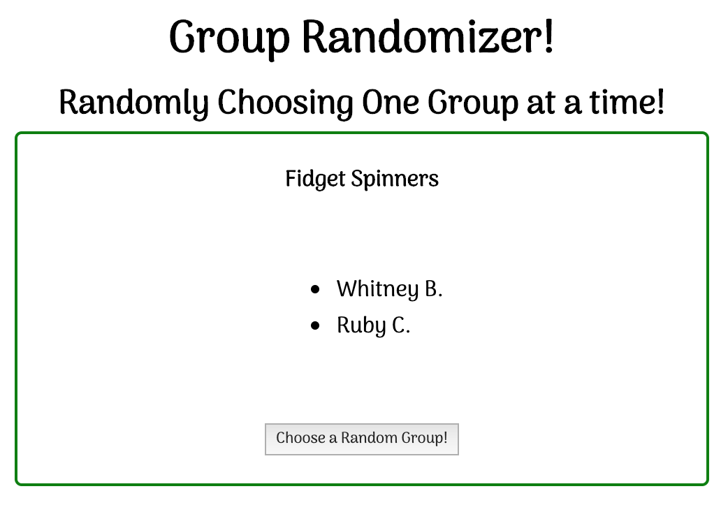 Randomizer screen shot
