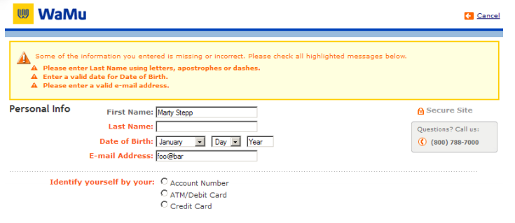 Validation Form Example