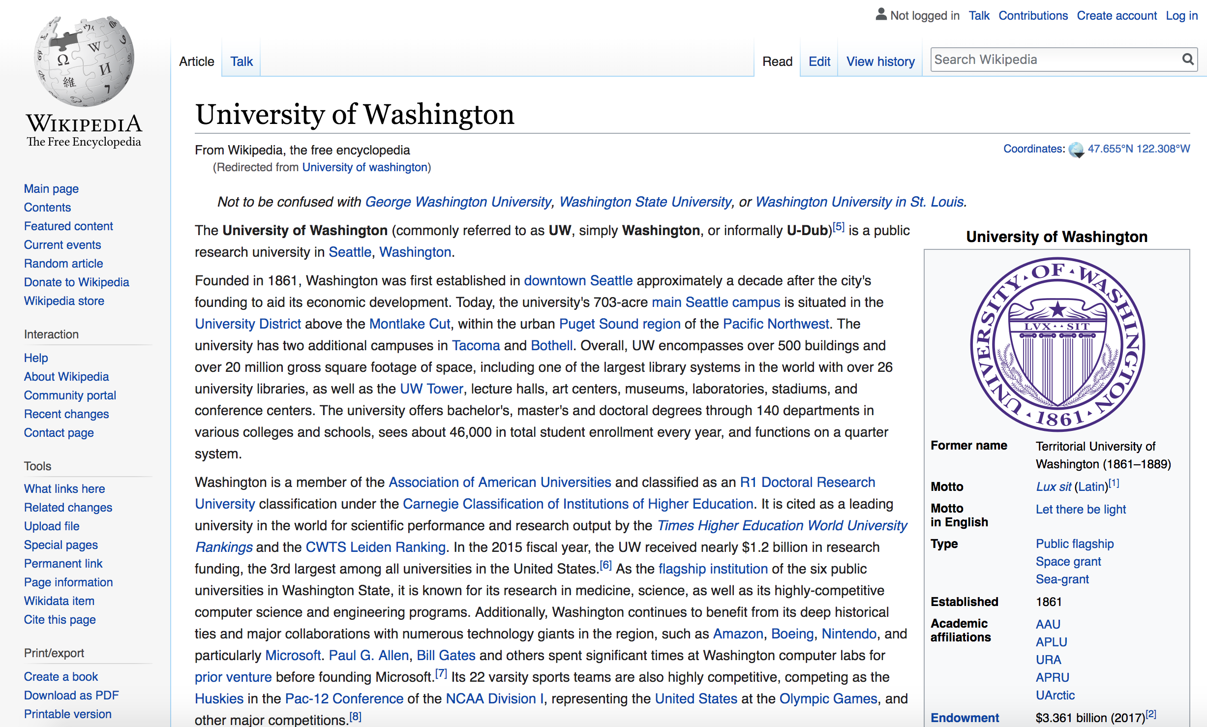 Wikipedia screenshot