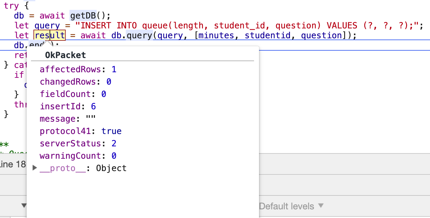 okPacket Example with Chrome Node Debugger