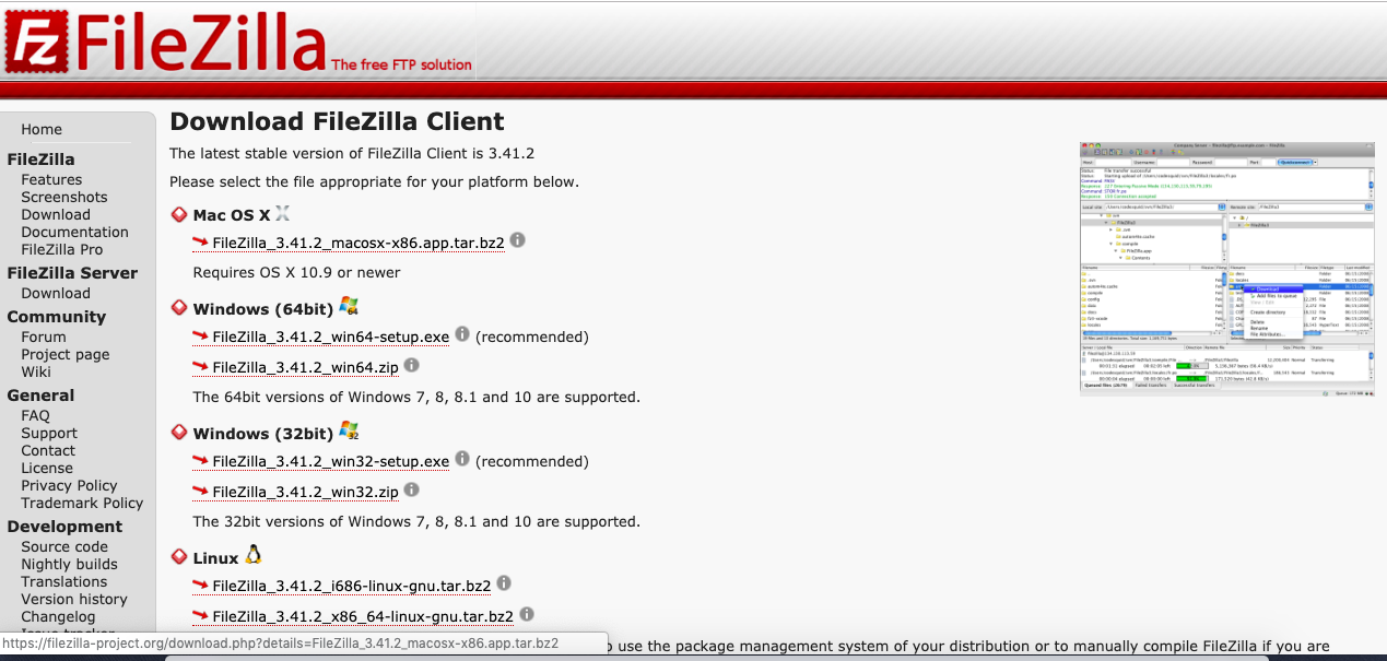 Installing Filezilla