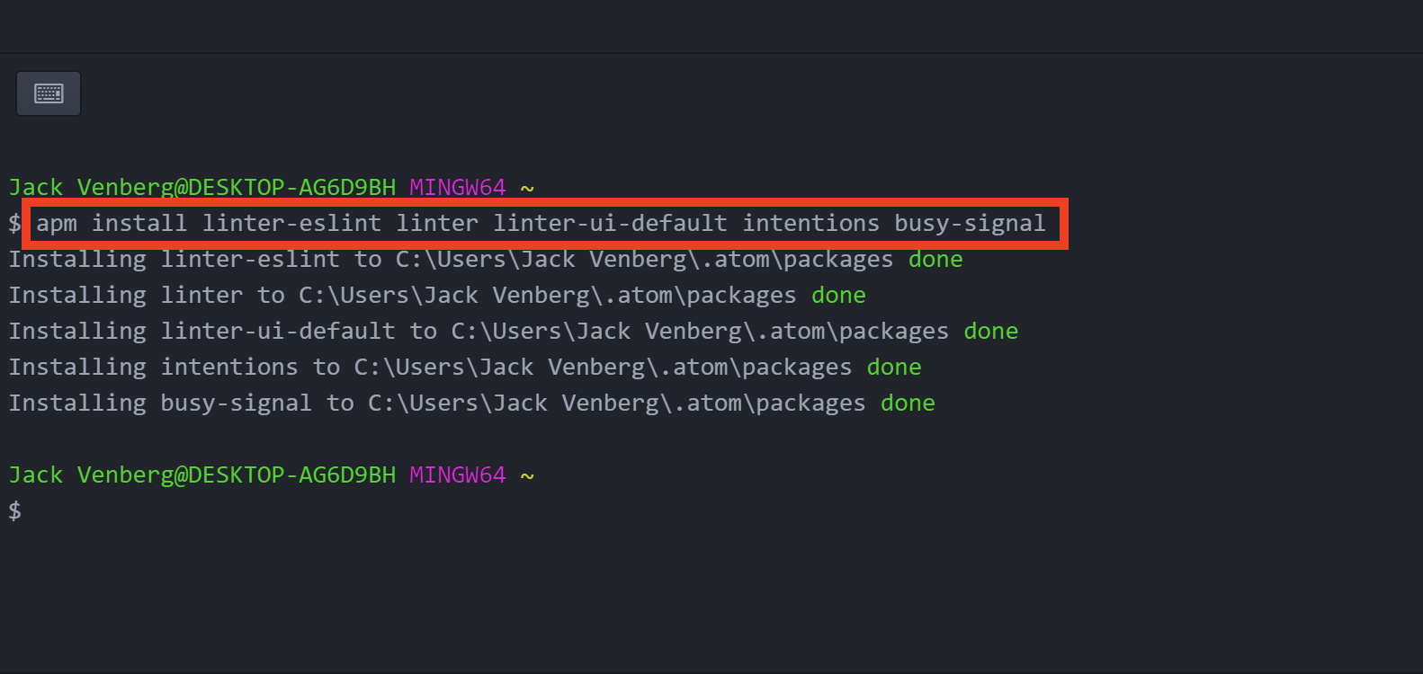 Node NPM Validator Setup Windows