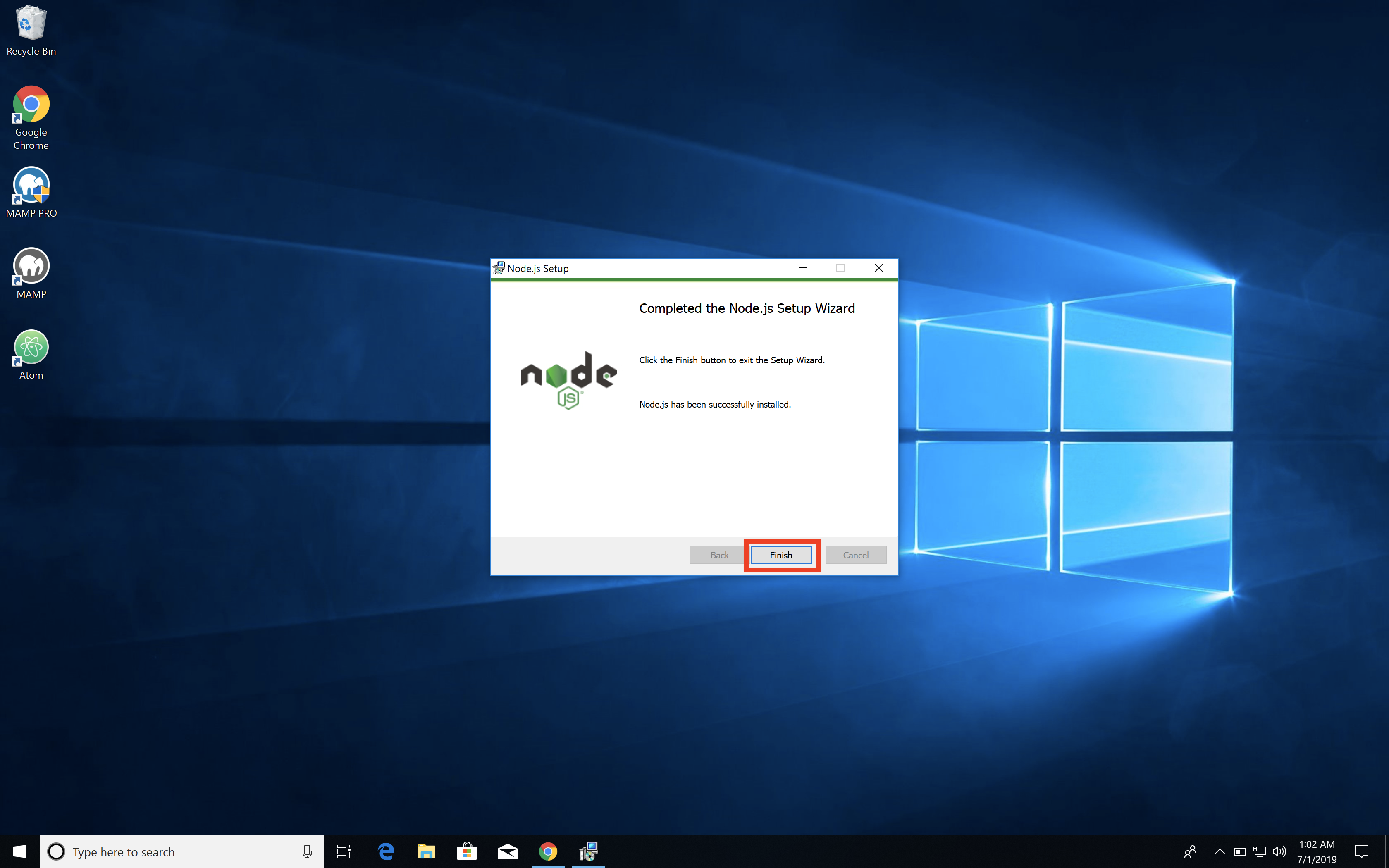 Node NPM Validator Setup Windows