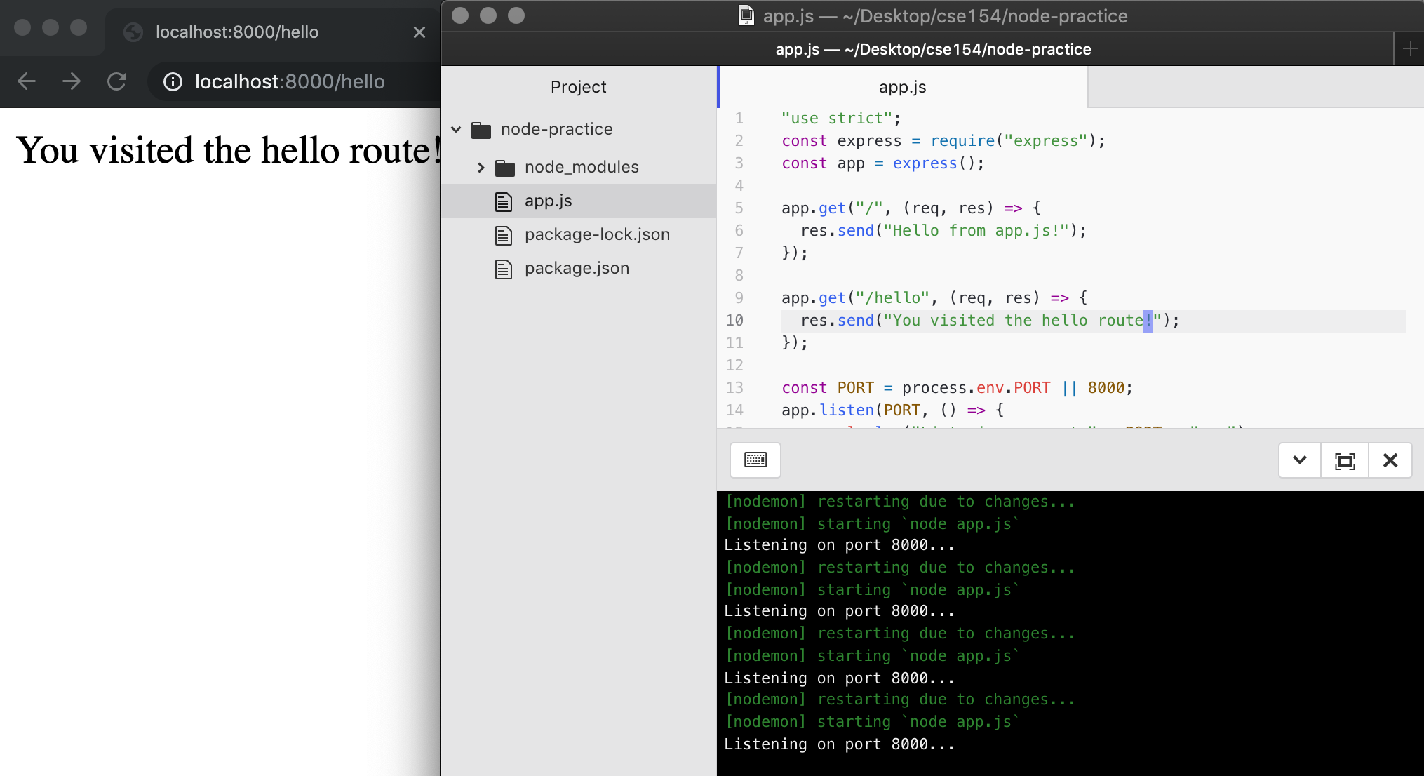 Viewing app output on localhost