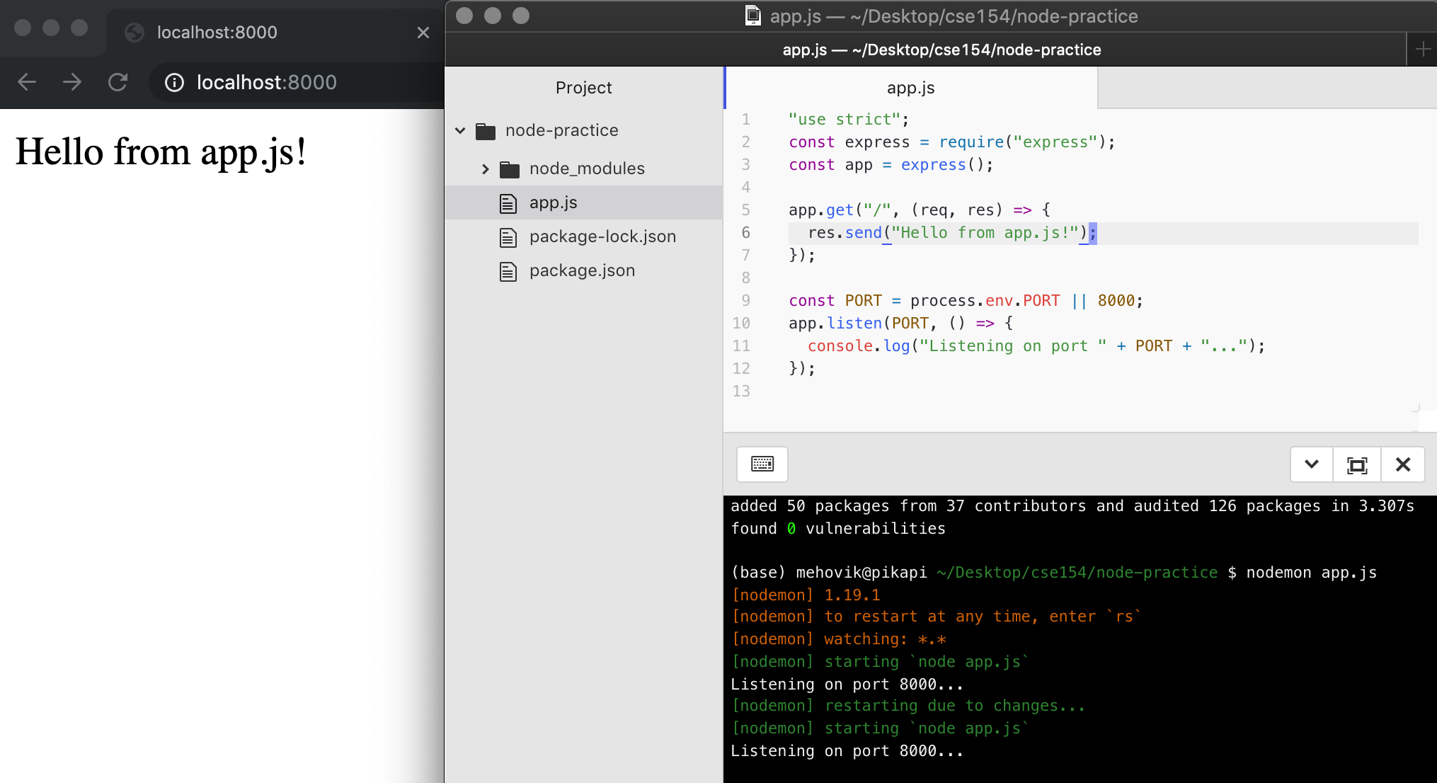 Viewing app output on localhost