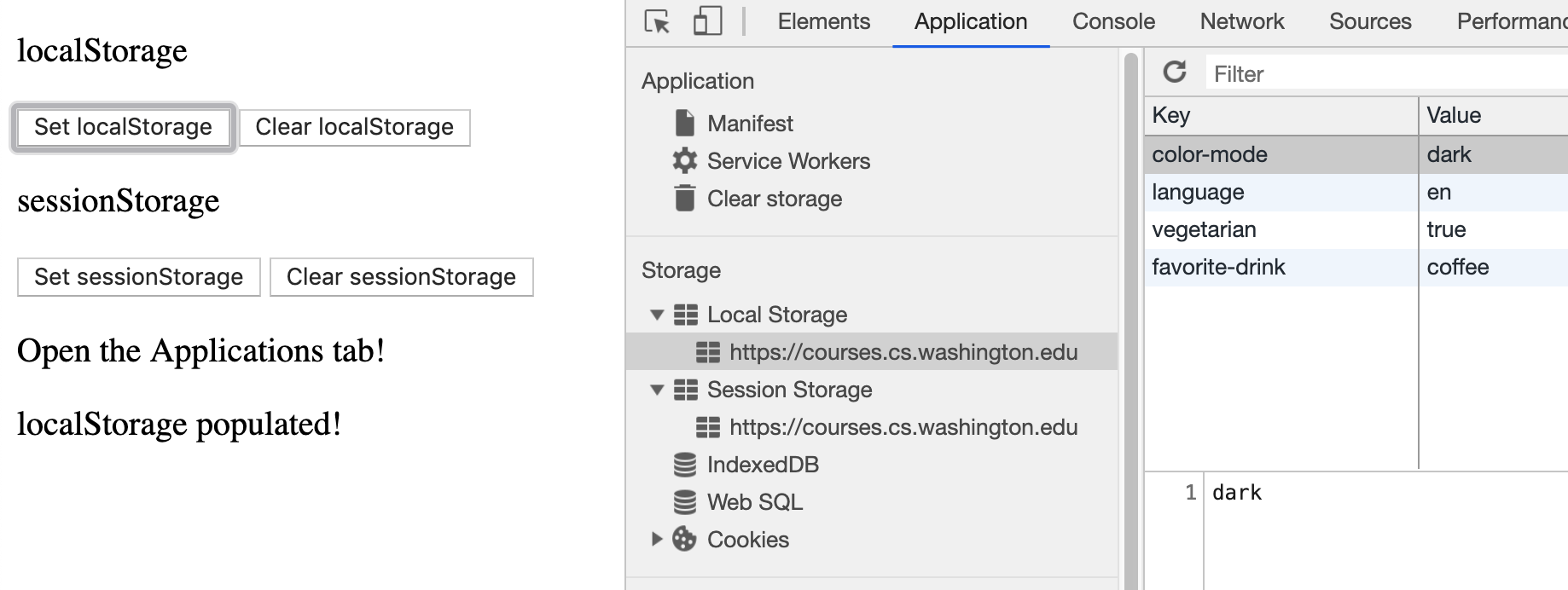 Viewing local storage