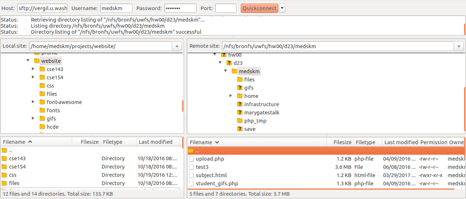 Connected Filezilla image