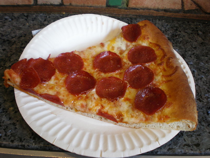 Slice of pepperoni pizza