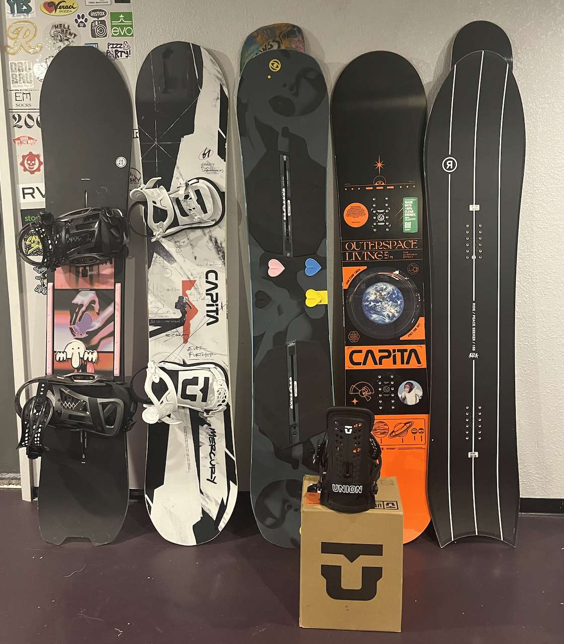 My snowboard collection.