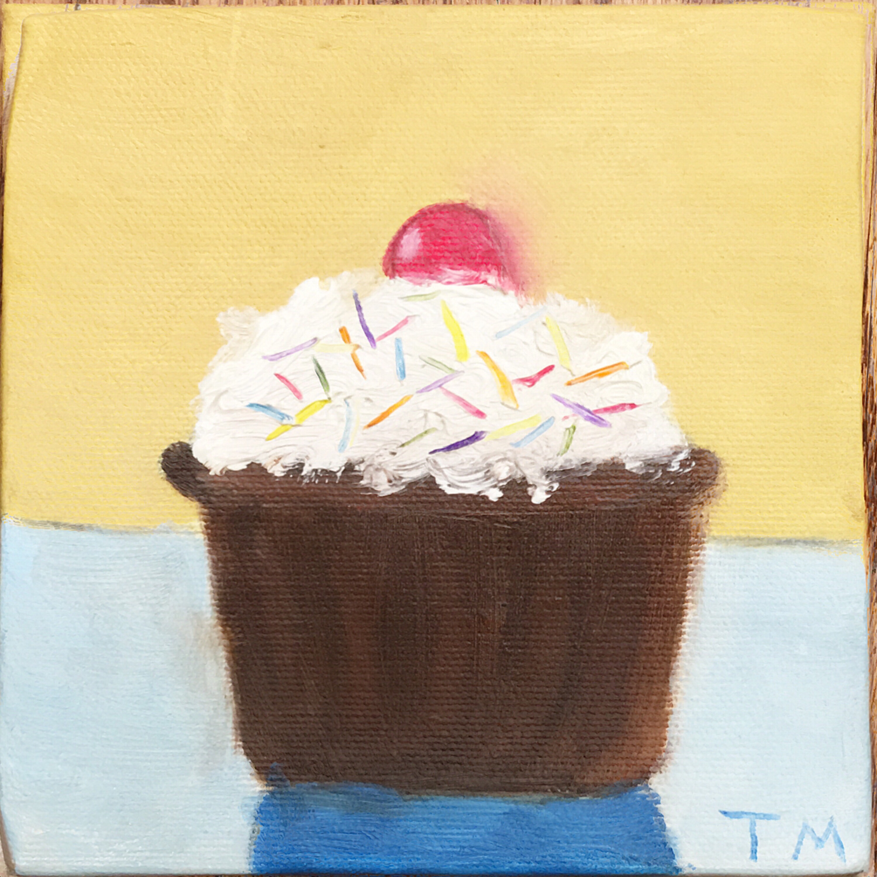 oil painting of cupcake