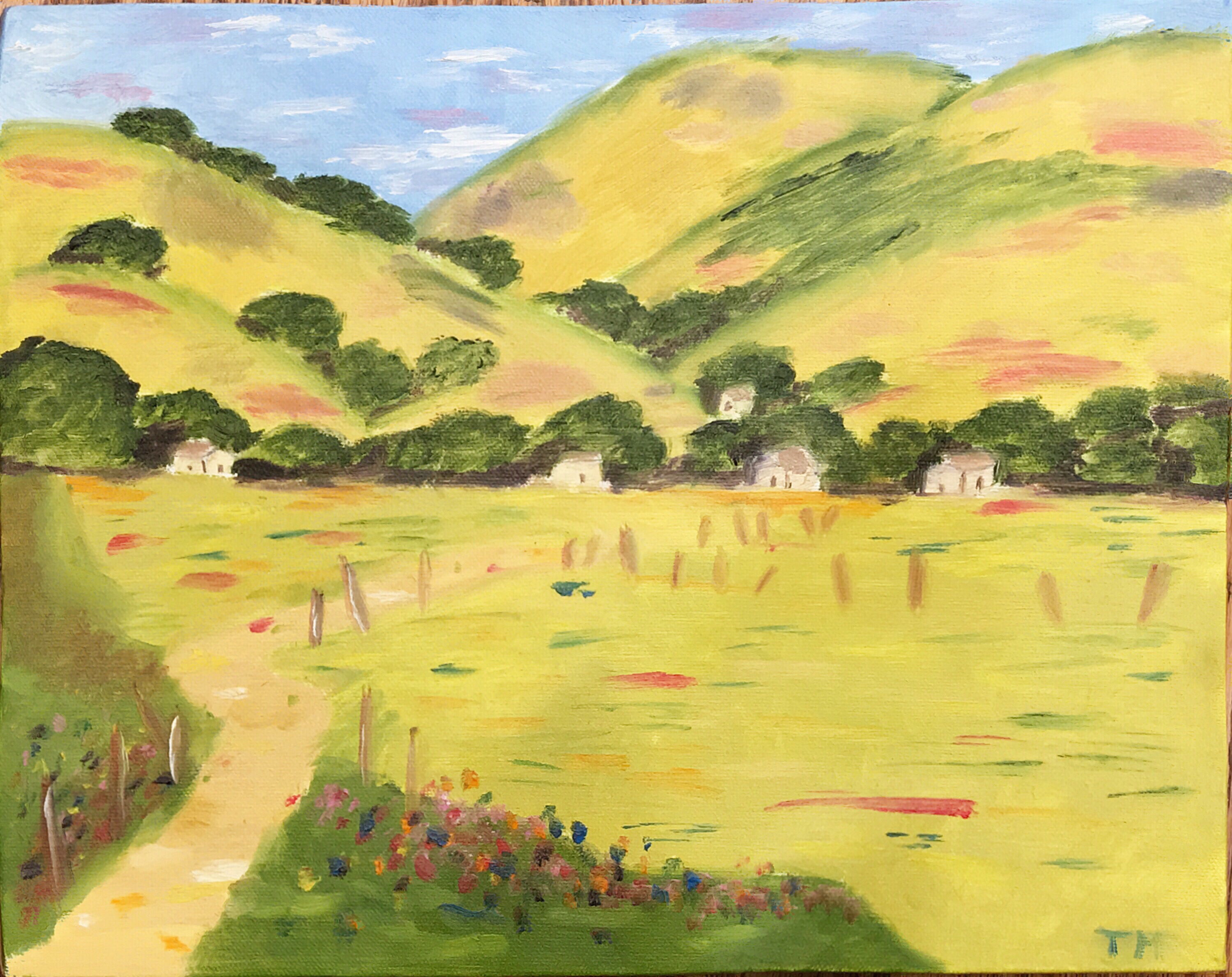 oil painting of California hills