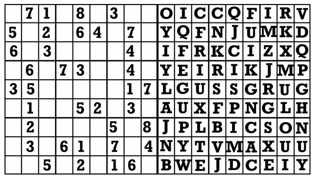 A Sudoku puzzle and a letter grid