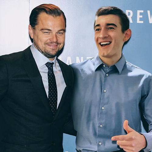 A photo of my boy Leo at a premiere, with me edited to be beside him