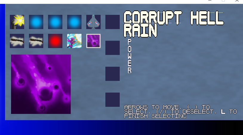 A Corrupt Hell Rain appearing in the spell select panel.
