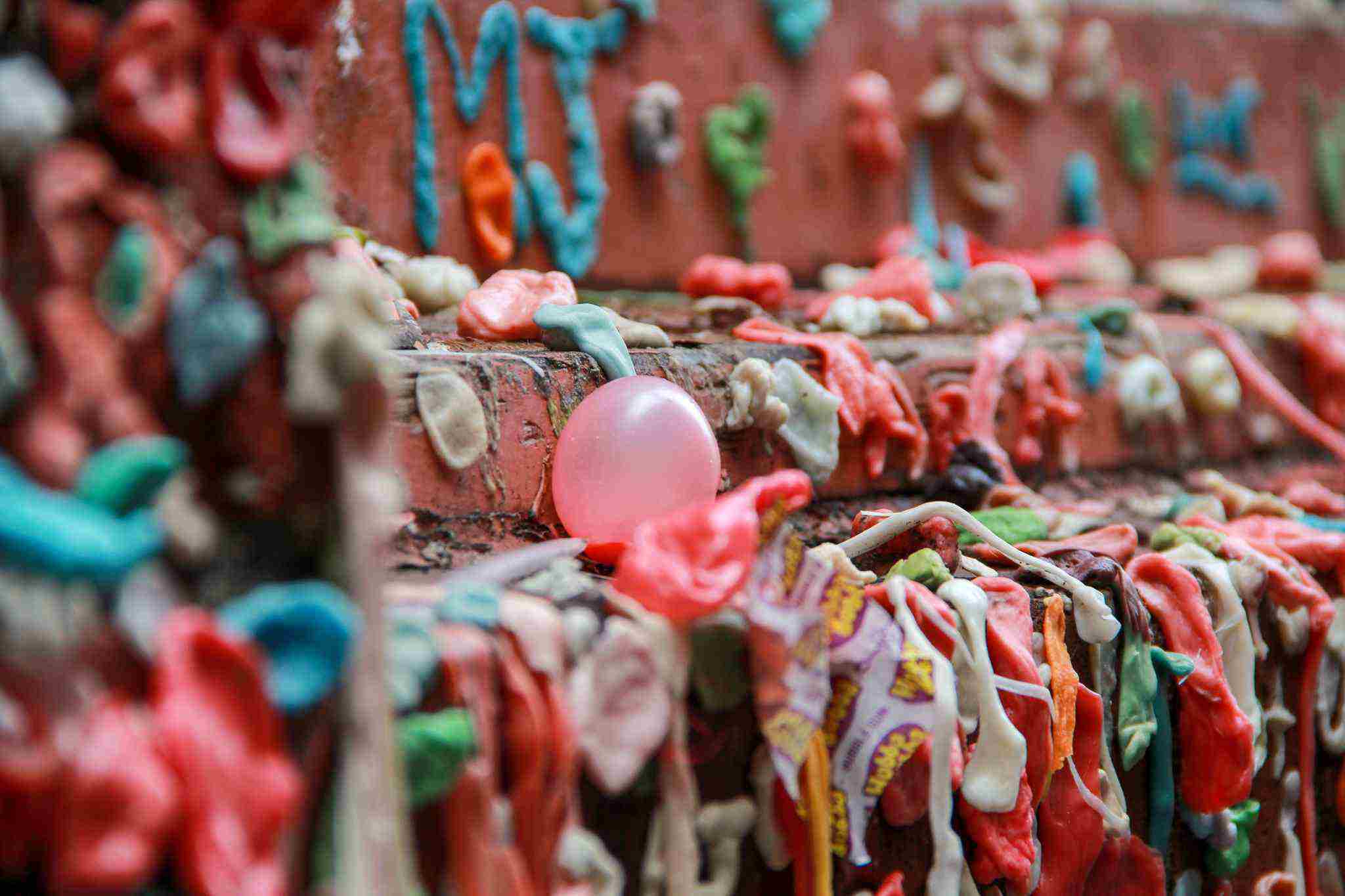 Bubble gum at the gum wall