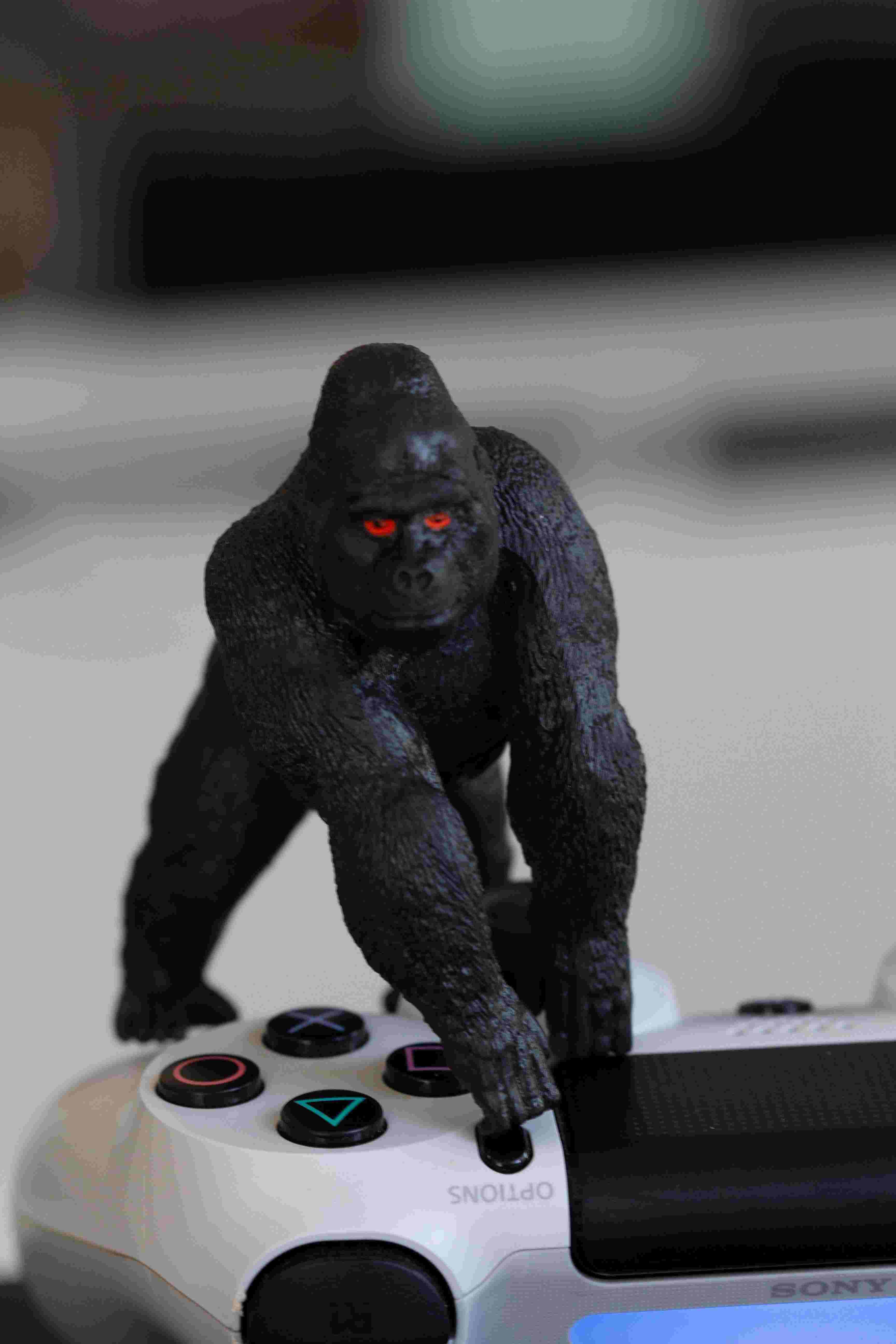 Toy ape on a video game console