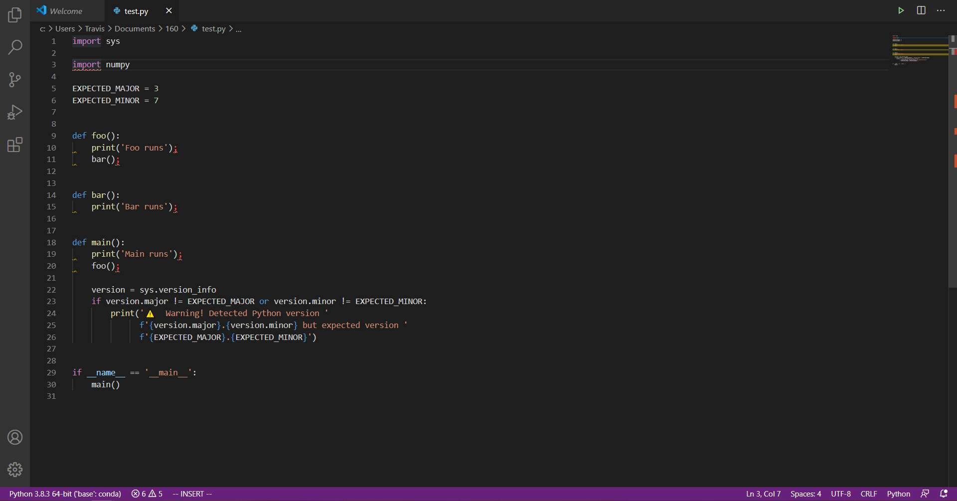 Sample picture of what you will see once the code has been opened in vscode