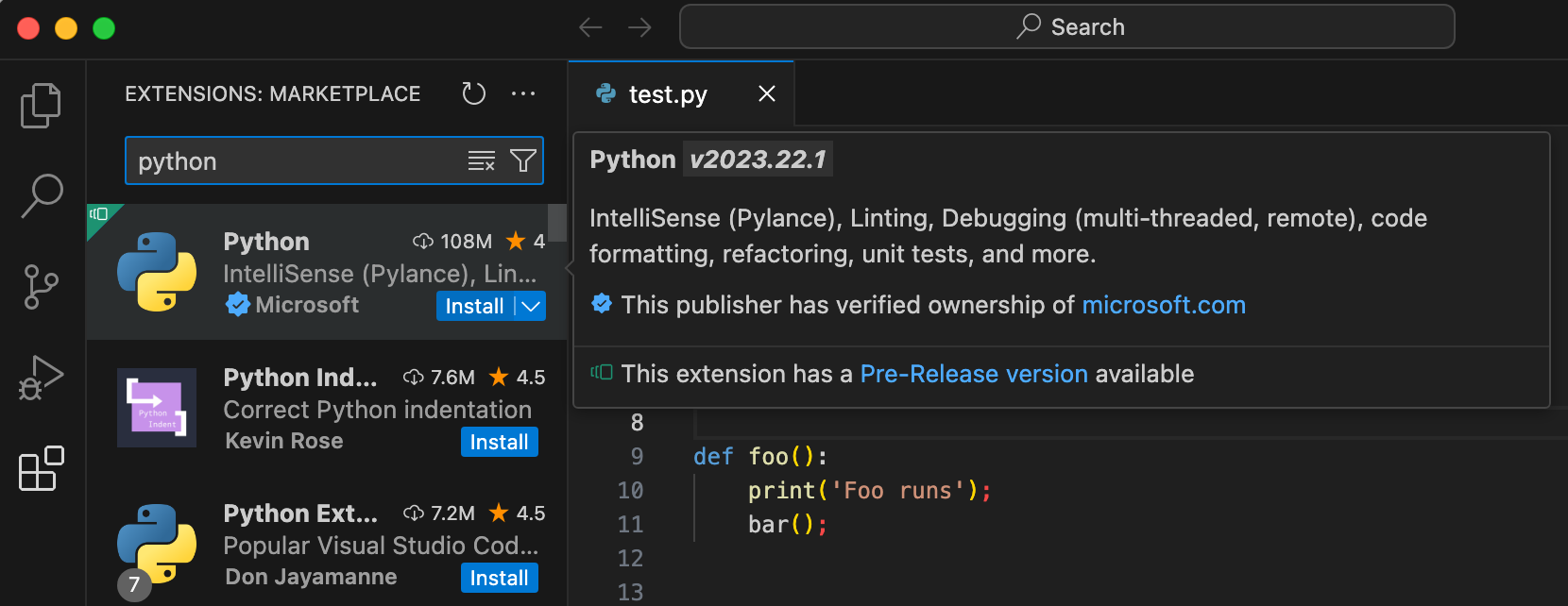 Visual Studio Code Python plugin