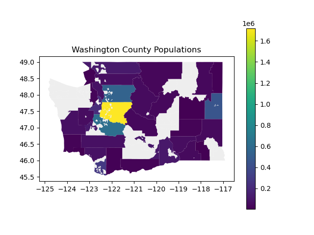 Washington county populations map