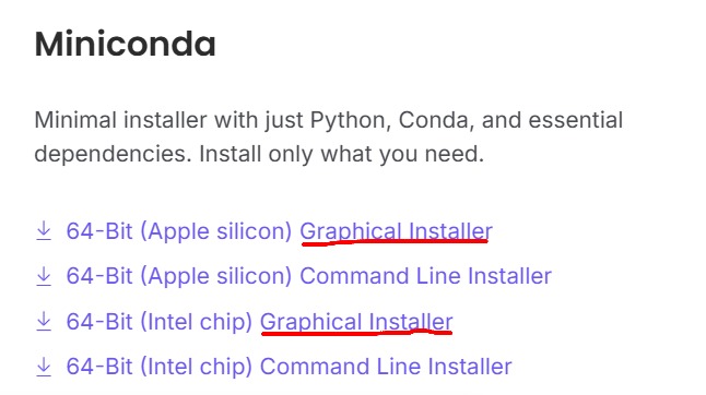 Miniconda options with the graphical installer