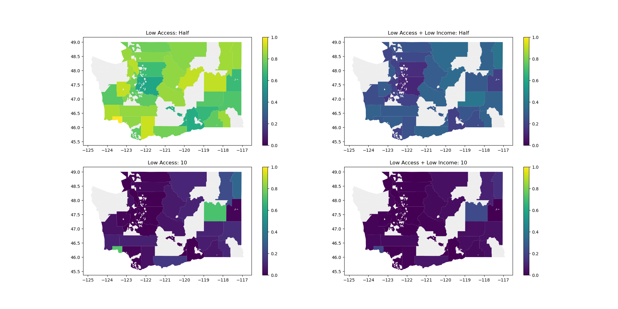 Washington state food access by county