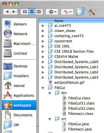 The project's layout in actual files and directories
