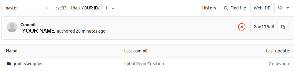 Screenshot:
		Showing commit that fails pipeline tests