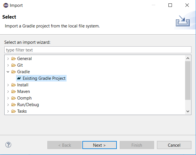 Gradle Import Existing Project