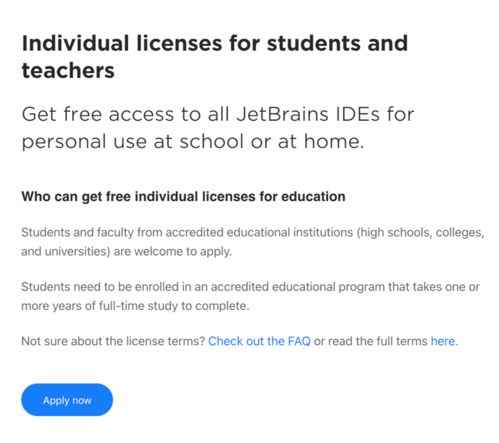 The IntelliJ IDEA student license screen.