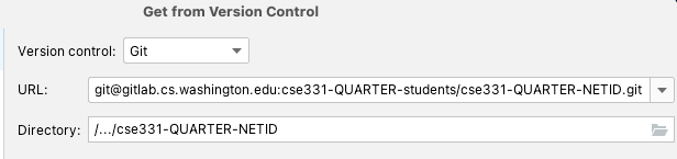 Intellij cloning with version control page.