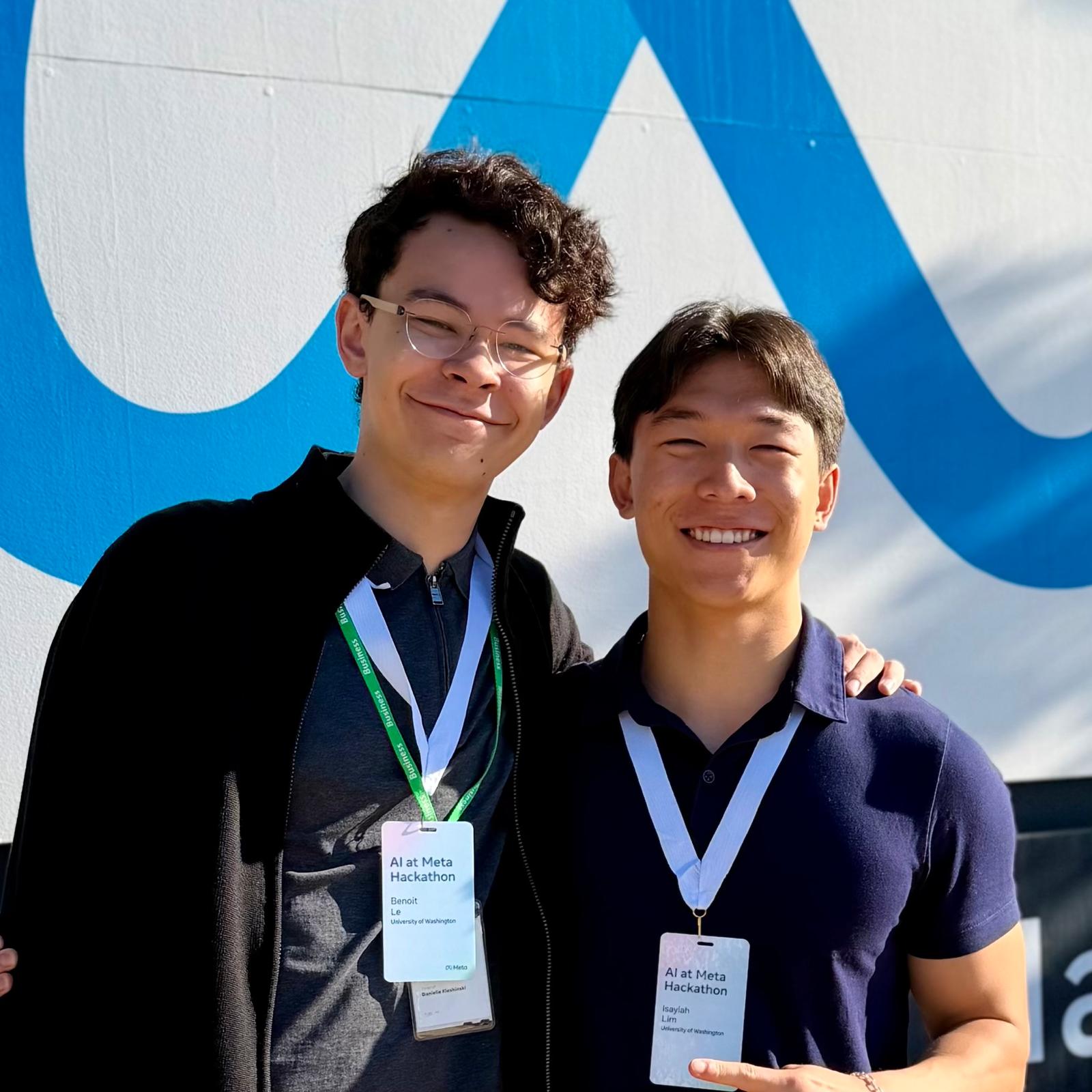 A picture of Benoit Le (left) and Isayiah Lim (right), both smiling.
