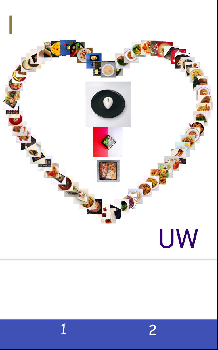 A screenshot with a heart on it made up of smaller pictures. There's an "I" in the upper left and a "UW" in the middle right